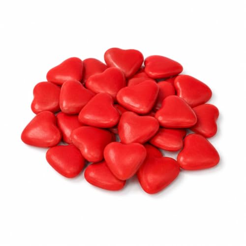 Dragées Petits Coeurs au Chocolat Suprême, 70% Cacao, Rouge, Fabrication Artisanale Française, 250g (Rouge)