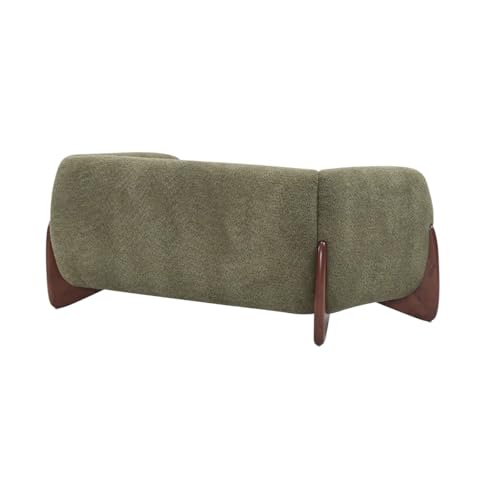 Image of Upholstered 3 Seater Sofa Three Seater Sofa with Wooden Legs for Living Room Hotels & Offices (Two Seater Boucle Green)