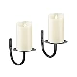 Schwarze Kerzenleuchter 2er Set, Metall Wandkerzenhalter für flammenlose Stumpenkerzen...