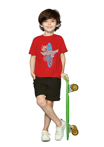 Image of Yazh Texworld Boys Round Neck Blended Cotton T-Shirts | Regular Fit | Half Sleeve | Casual Wear | Trendy | Combo Pack of 5 | Multicolor | Soft, Durable, and Stylish for Everyday use