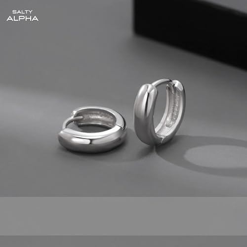 Image of SALTY ALPHA Anti Tarnish Classic Earrings for Men | Ear Hoop for Man | Stylish Fashion Jewellery Accessories for Boys | Minimal Jewelry | Ideal for Gifting | Gift for Diwali, Christmas, Marriage, Birthday