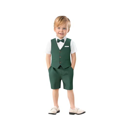 Image of Nwada Boys Suit Toddler Dress Clothes Shirt with Bow Tie, Dress Pants Sets Kids Gentleman Outfit suits
