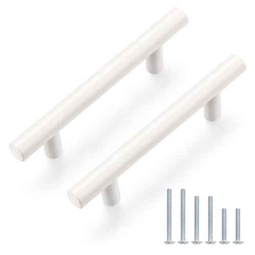 Probrico 5 Pack 76mm White Cabinet Handles 5in Euro Style