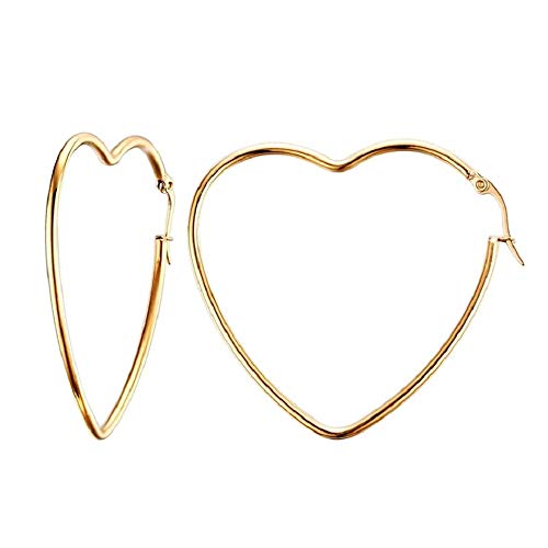 Stainless Steel Heart Hoop Earrings With 14K Gold Plated For Women Great For Shopping, Holiday,Wedding Dating And Daily Wear #TOP7
