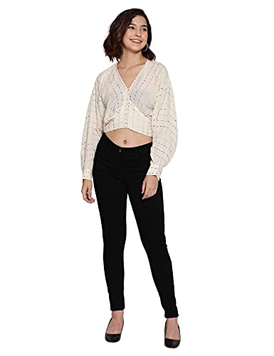 Image of oxolloxo Jovial jwell blueish Women Dobby Crop top