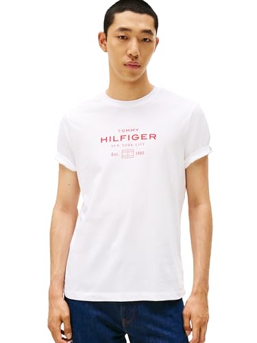 T-Shirt Graphique Tommy Hilfiger Anti-Déformation en Pur Coton