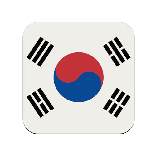 sous Verre en Bois - Drapeau Coree du Sud Football Sport Equipe Nationale - 1 unité (95 x 95 mm)