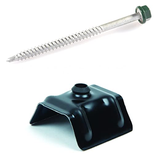 LAURENT FIXATION VIS BAC ACIER et CAVALIER, 25 KITS DE EN SOMMET NERVURE POUR TOLE ONDULEE, PRET A POSER, 6.5x100mm+CAVALIER RAL7016 TETE HEXAGONALE AUTOPERCEUSE ETANCHEITE MAXIMUM TOITURE