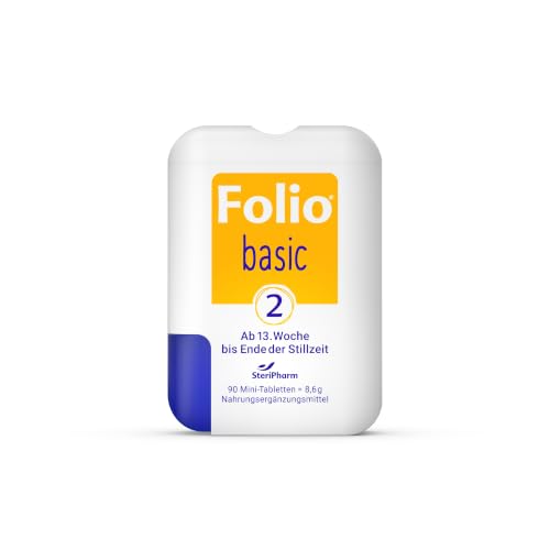 Folio 2 basic – Folsäure für Schwangerschaft & Stillzeit – 90 Mini-Tabletten – Folsäure (B9), Vitamin B12, D3 & Jod… – Ansicht 1