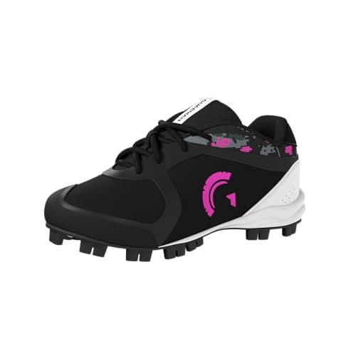 Guardian Baseball and Softball Low Top Cleats for Youth Boys and Girls - Black/Lowlighter Pink, 5