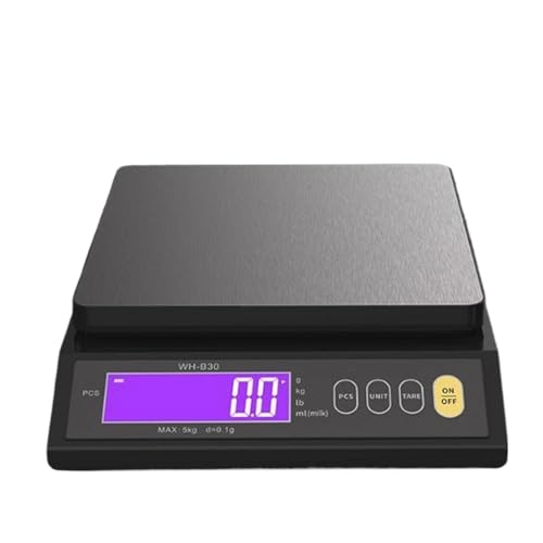 HFWRDVJCM para Uso doméstico y de Oficina Báscula electrónica Digital de Cocina con Pantalla LCD for Alimentos y refrigerios, 5 kg/0,1 g, 10 kg/1 g, Resistente al Agua, de Acero Inoxidable.(5kg 0.1g)