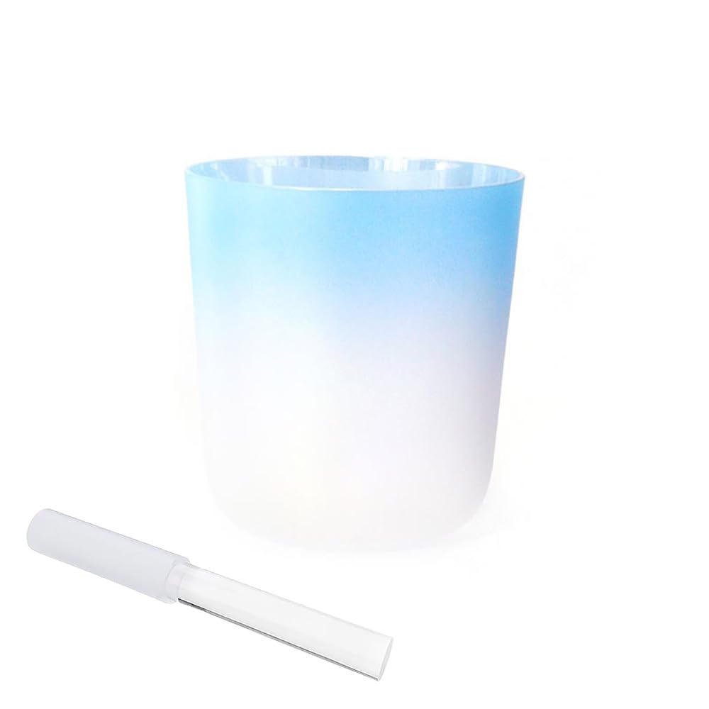8 Inch Blue Alchemy Crystal Singing Bowl, Chakra Bowl Sound Bowl Chime Bowl, Gift For Yoga Meditation & Sound Healing, With Free Acrylic Striker & O-ring(G Note)