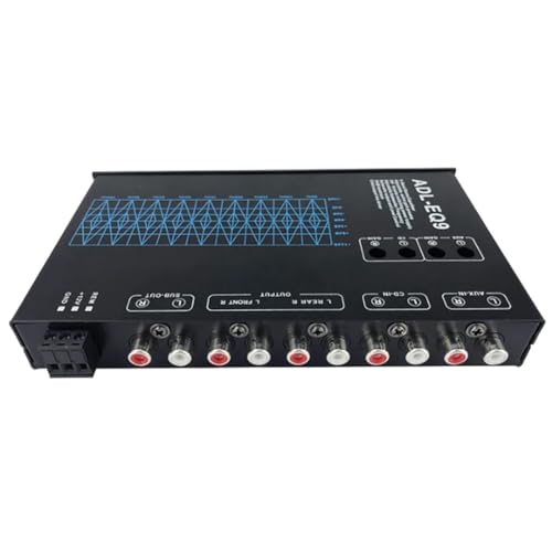 Srutueo Auto Square 9 Band Graphic Equalizer Full Series Car Amplifier Equalizer+Adjustable Filter, Black, 500453798