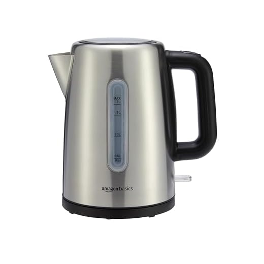 Amazon Basics Stainless Steel Fast, Portable Electric Hot Water Kettle for Tea and Coffee, 1.7-Liter, Silver