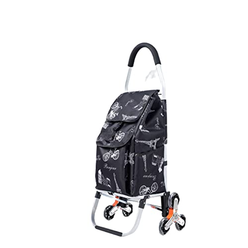 Cariyier ショッピングカート 35L ショッピングキャリー 折りたたみ 買い物カート 6輪 階段に対応 大容量 軽量 静音 コンパクト おしゃれ 買い物 アウトドア ブラック