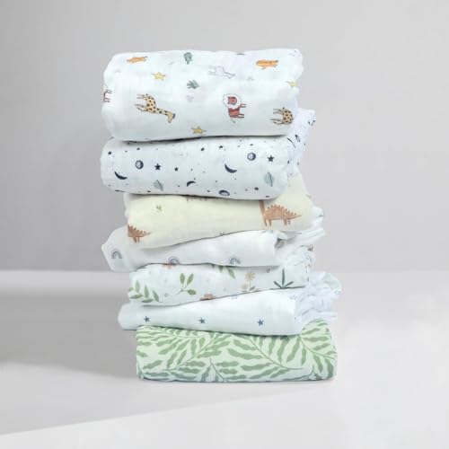 Image of Dreamology Mini Cotton Crib Sheets,100% Cotton Muslin Crib Sheets 1-Pack | Super Soft & Breathable Crib sheets Boys,Girls, Fitted for Mini Cribs, Pack and Play Sheets, 24x38 Mini Crib Sheet | Dino