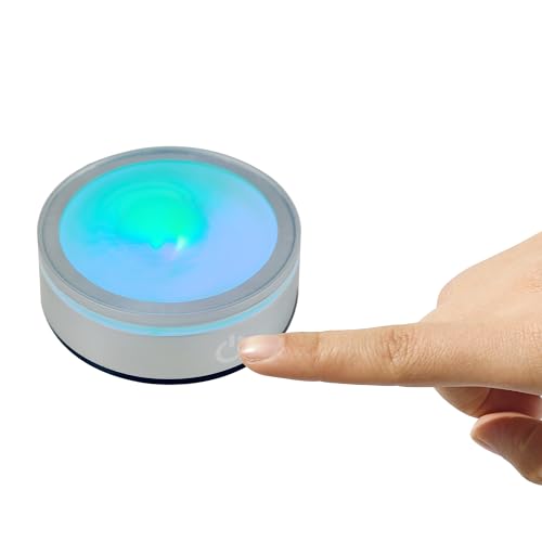 Image of LED Light Base Lighted Display Stand, 4 Pack Round Touch Control LED Night Light Stand with Recessed Holder, 7 Color Display Base with USB Power, Pedestal for Glass Crystal Spherical Artwork