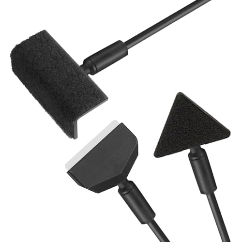 FENGRUI Fish Tank Cleaner Kit 3 in 1 Detachable Aquarium Glass Tank Cleaning Kit with 14 Detachable Rod Algae Scraper Triangle Flat Brush & Right Angle Brush (Black)
