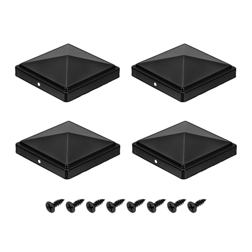 4 tapas para postes de valla de madera de hierro negro 4x4 pulgadas