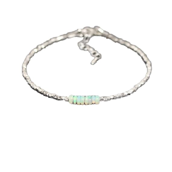 Bracelet opale blanche de Welo 3mm, cadeau idéal unisexe ajustable
