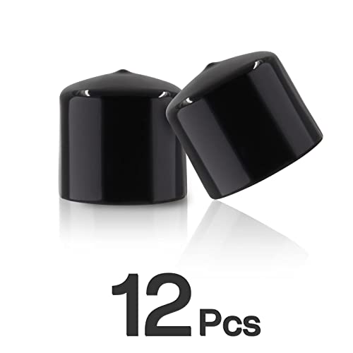 Image of 12PCS 45mm (1-3 /4 inch) Round Rubber End Caps Cover Black Vinyl Bolt Covers Caps Screw Thread Protector for Metal Tubing, Round Tubing Bolt (Black)