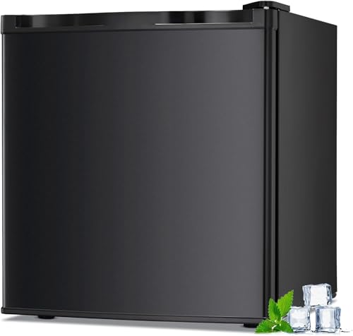 LHRIVER 1.1 Cu.ft Small Upright Freezer, Compact Mini Freezer with Removable Shelves, Adjustable Thermostat, Reversible Door Hinge, Quiet for Home/Dorm/Office/Kitchen, Black