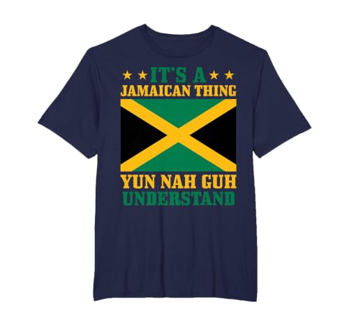 It's A Jamaican Thing Yun Nah Guh Understand Jamaica Pride T-Shirt, Men's Big and Tall, Navy Blue, 6X Tall