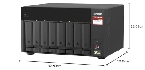 Image of QNAP TS-873A-8G 8 Bay High-Performance NAS with 2 x 2.5GbE Ports and PCIe Slots (Black, Metal, Rack Mount, CPU Compatible)