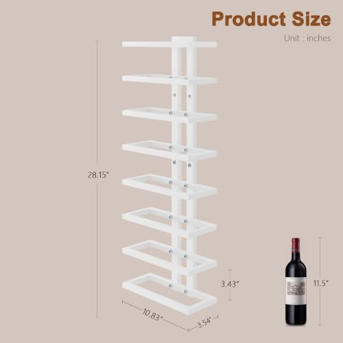 Image of Hoctieon 8 Tier Wall Mount Wine Rack, Wall Racks for Wine Bottles Display and Storage, Hanging Bottle Organizer for Living Room, Dining Room, Wine Cellar, Bar, White