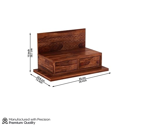 Image of Wudniture Sheesham Wood Advait Handcrafted Home Mandir /Temple (Honey Finish) | Wooden Pooja Mandir for Home & Office