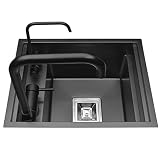 【Detalles ingeniosos】Disponible en negro y plateado, el fregadero premium puede combinar perfectamente con cualquier color de hogar; diseño de orificio antidesbordamiento para evitar el desbordamiento; la cubierta móvil puede hacer que su fregadero sea invisible, también se puede usar como tabla de cortar; Revestimiento nano apto para alimentos, no pega aceite, simplemente se puede enjuagar con agua, sin dejar rastros.