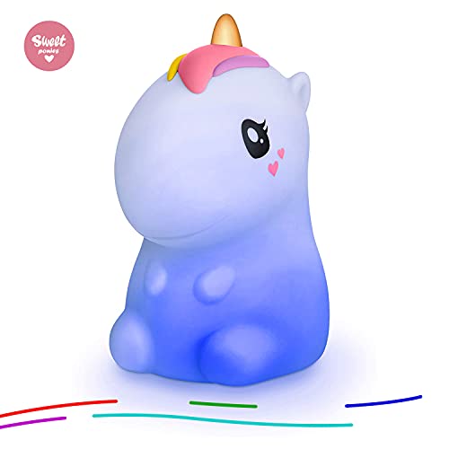Sweet Ponies Eenhoornlamp, nachtlampje, eenhoorn, silicone, stil licht, nachtlampje voor kinderen met afstandsbediening - Afbeelding 8