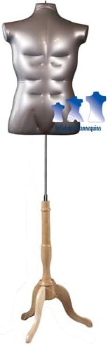 Inflatable Male Torso, Large, with MS12 Stand, Silver