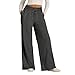 Womens Wide Leg Loose Trousers Comfortable Fashion Drawstring Pants with Pockets High Waist Casual Sweatpants Dark Gray