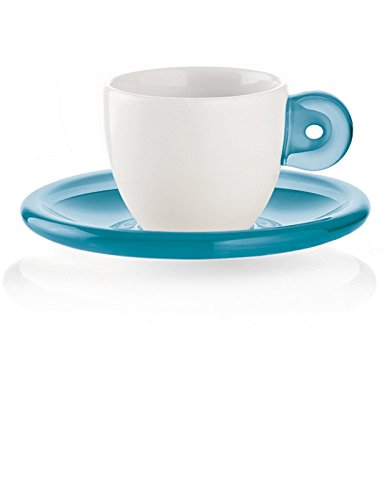 guzzini(グッチーニ) デミタスカップ シーブルー カップ径6.5xH5cm(50ml)・ソーサー径12xH1.7cm エスプレッソカップ&ソーサー6客セット GOCCE 26690181 6個入