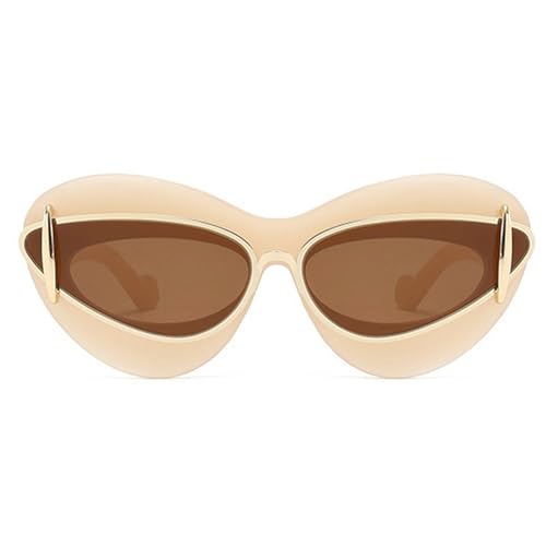 Sexy Y2k Punk Cat Eye Sunglasses Women 2024 Luxury Vintage Sun Glasses For Ladies Retro Double Frame Eyewear Shades UV400