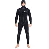 Trajes de Neopreno Mujer Completos 5 mm Traje Buceo Neopreno Cremallera Frontal Sudadera con Capucha Trajes Snorkel Manga Larga Alta Elasticidad-para Natación Deportes Acuáticos,Black,Medium