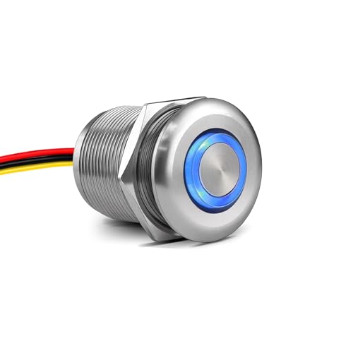 Obeaming Dimmer 12V PWM Regolatore Interruttore Rotativo per Furgone Camper Yacht, DC 12V Dimmerabile Luci LED, Incandescenza, Alogena, Singolo colore Striscia Luce, Foro da 22 mm Alluminio Argento