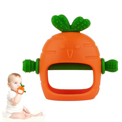 Image of Chuya Silicone Baby Teething Toys Teether for Babies 0-24 Months Carrot Hand Teethers Teething Relief Sore Gums Baby Toys for Infants