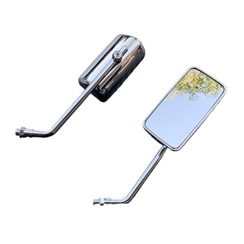 Rétroviseurs latéraux de moto rectangulaires en métal chrome 10mm universels