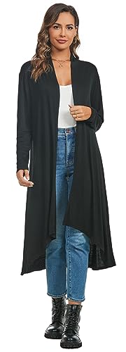 AvaCostume Womens Casual Lightweight Drae Long Sleeves Cardigan Front Open Maxi Dusters3