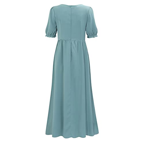 Robe de soirée décontractée bleu clair XL avec broderie florale