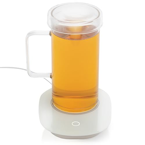 FLFK 20 oz Glass Coffee Mug with USB Cup Warmer,Heated Mug Warmer for Coffee & Tea,Portable USB-Powered Desk Glass Cup Heater for Office. - image 1