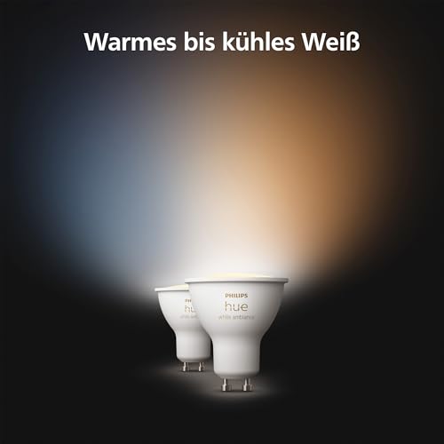 Philips Hue White Ambiance GU10 LED Spot 2er Pack (400lm), dimmbare LED Lampen für das Hue Lichtsystem mit warmweißem Licht, smarte Lichtsteuerung über Sprache und App 3