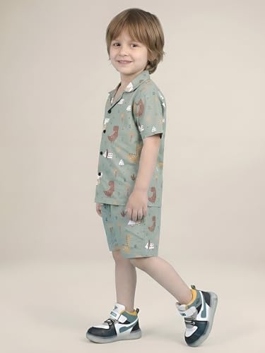 Image of POLKA TOTS 100% Cotton Half Sleeve Shirt and Shorts Combo for Boys | Co-Ord Set for Kids | Summer Wear Dress for Toddlers | Breathable & Skin-Friendly Boys Clothes | Trendy Summer Outfit & Beach Wear
