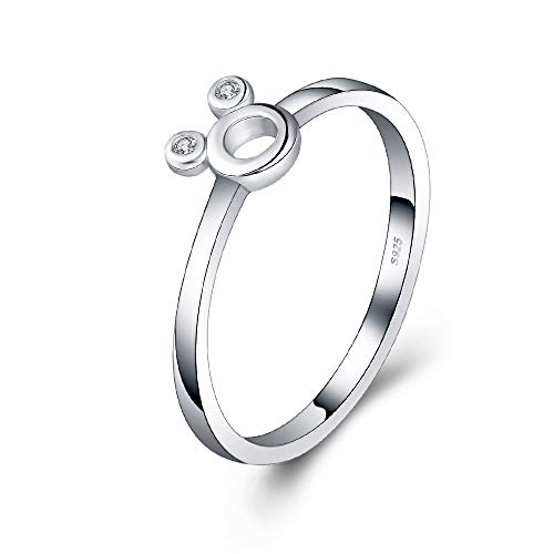 Mini Mouse Shape Rings for Women Sterling Silver, Design Thin Promise Rings for Wedding Engagement Birthday Party