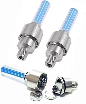 Image of Jumbuck LED Wheel Lights - Blue Motion Sensor Valve Caps for Bicycle, Motorcycle, Car Tires | Waterproof Automatic Firefly Lights, Universal Fit Tire Valve Stem Caps (Pack of 4)