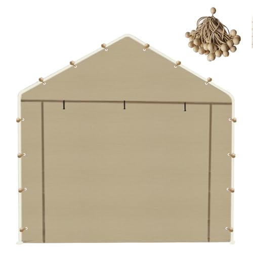 Vanteriam 10x20 Carport Replacement Sidewall, Front Panel Canopy Entrance Panel with Zippers and Elastic Ball Bungees, 180G PE Waterproof & UV Protected Replacement Sidewall Cover, Beige