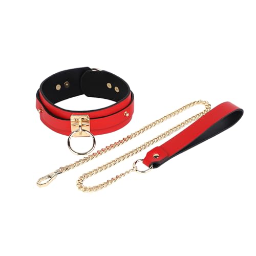 Adjustable Gothic Chest Chain for Women, Punk Faux Leather Body Chain Harness Waist Belt, Alternative Body Waist Chain Belly Bra Body Chain for Women (Red Collar Chain) by yuruyi - Used condition - US$14.48