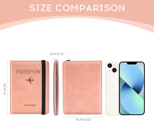Image of PU Leather Passport Holder Travel Wallet Organiser for Men & Women | 4 Card Slots 2 SIM Slots Money Case | Travel Document Case Cover Passport Pouch Slim Unisex Gift - (Pack of 2) Pink